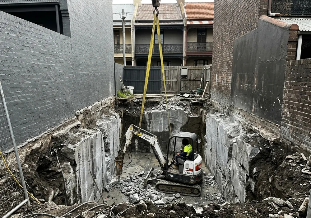 Rock excavation on a Wareemba block